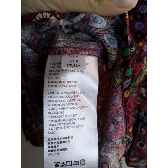 Maeve by Anthropologie "Janie" Purple Multicolor Floral Button Up Blouse size 4 - Picture 8 of 10